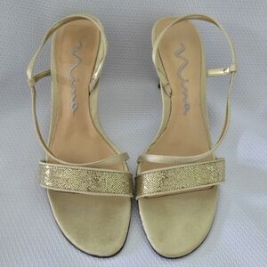 Nina Gaie - GS Gold & Satin Slingback Heel